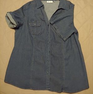 Denim short sleeve blouse